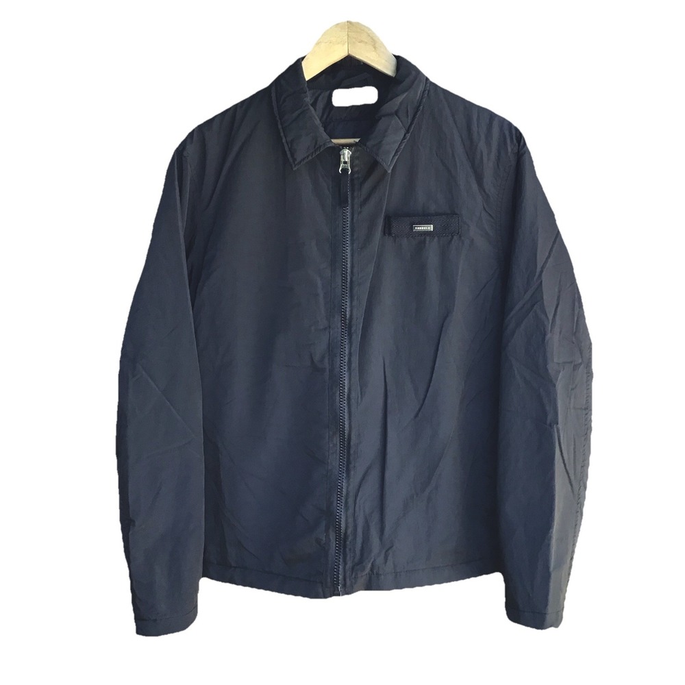 YoungLA Black Nylon Zip Coach Jacket Men's Medium Lightweight Snap Cuffs